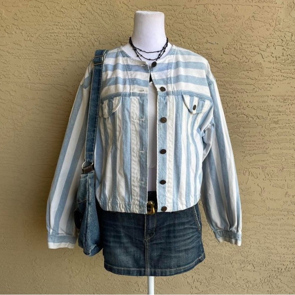 Vintage Striped Jean Jacket